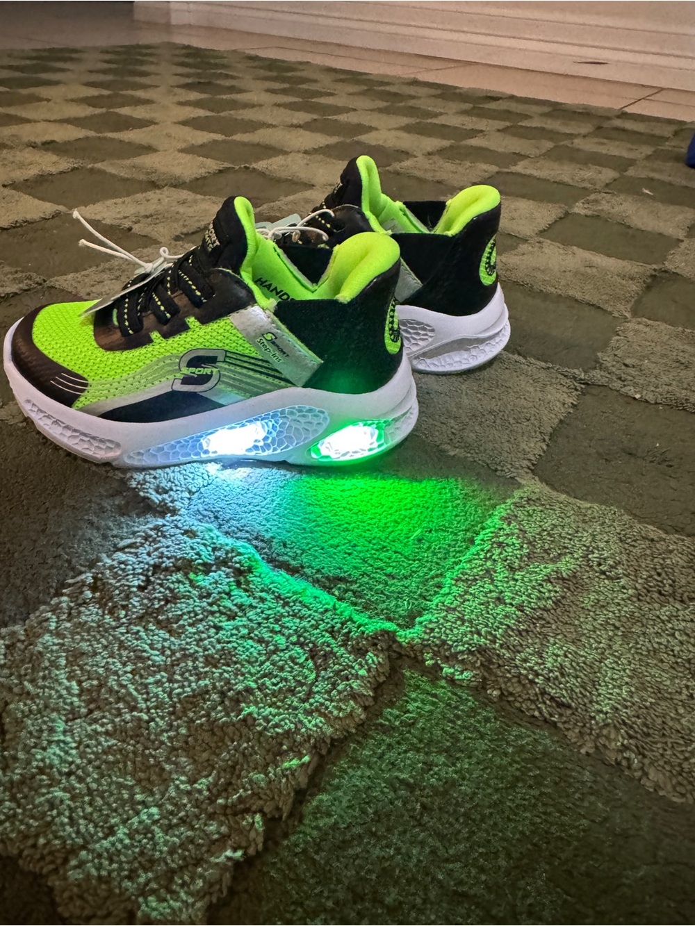 Skechers Kids' Neon Green and Black Sport Sneaker - Picture 2 of 7